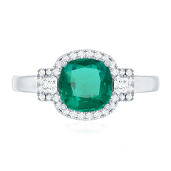 Cushion Cut 8 mm Lab Grown Emerald Diamond Statement Engagement Ring