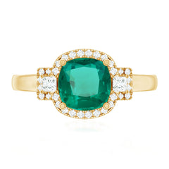 Cushion Cut 8 mm Lab Grown Emerald Diamond Statement Engagement Ring