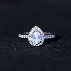 Zircon Teardrop Halo Engagement Ring