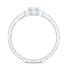 Natural 5X7mm Opalescent Teardrop Engagement Ring with Diamond Halo