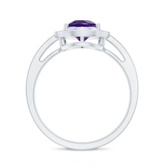 Classic Amethyst Teardrop Engagement Ring with Diamond Accent