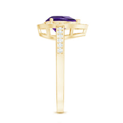 Classic Amethyst Teardrop Engagement Ring with Diamond Accent