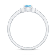 Natural Pear Shape Aquamarine Teardrop Engagement Ring with Diamond Halo