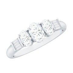 Oval Moissanite Three Stone Anniversary Ring for Women