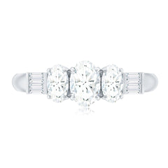 Oval Moissanite Three Stone Anniversary Ring for Women