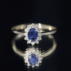 Princess Diana Inspired Blue Sapphire and Diamond Engagement Ring