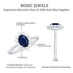 Princess Diana Inspired Blue Sapphire and Diamond Engagement Ring