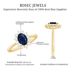 Princess Diana Inspired Blue Sapphire and Diamond Engagement Ring
