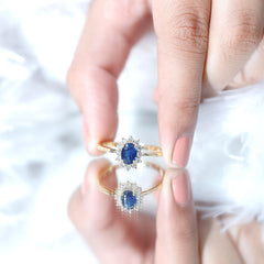 Princess Diana Inspired Blue Sapphire and Diamond Engagement Ring