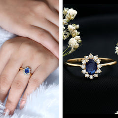 Princess Diana Inspired Blue Sapphire and Diamond Engagement Ring