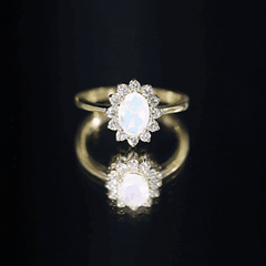 Certified Real Ethiopian Opal Oval Engagement Ring with Diamond Halo