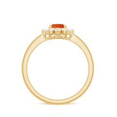1 CT Princess Diana Inspired Fire Opal and Diamond Engagement Ring