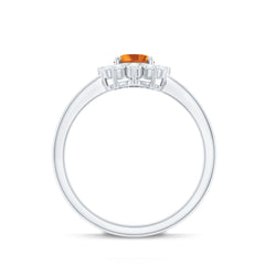 Real 6X8mm Citrine Oval Engagement Ring with Diamond Halo