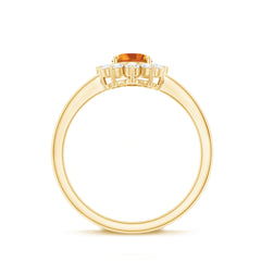Real 6X8mm Citrine Oval Engagement Ring with Diamond Halo