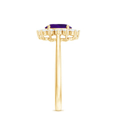 1.5 CT Princess Diana Inspired Amethyst Engagement Ring Diamond Halo