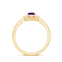 1.5 CT Princess Diana Inspired Amethyst Engagement Ring Diamond Halo