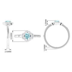 0.50 CT Aquamarine Halo Engagement Ring with Diamond