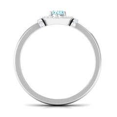 0.50 CT Aquamarine Halo Engagement Ring with Diamond