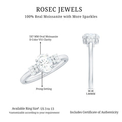 Oval Shaped Moissanite Engagement Ring with Certificate