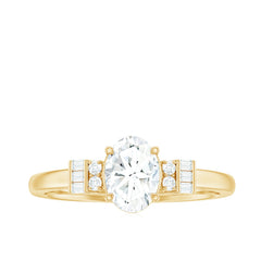 Oval Shaped Moissanite Engagement Ring with Certificate