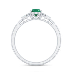 Natural Emerald and Diamond Engagement Ring for Her