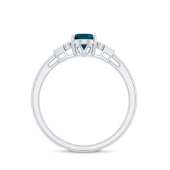 Oval Shaped London Blue Topaz Engagement Ring with Certificate