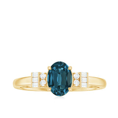 Oval Shaped London Blue Topaz Engagement Ring with Certificate