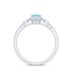Oval Cut Aquamarine Classic Engagement Ring with Diamond