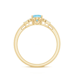 Oval Cut Aquamarine Classic Engagement Ring with Diamond