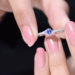 1/2 CT Simple Solitaire Blue Sapphire Engagement Ring with Diamond