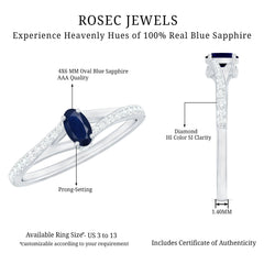 1/2 CT Simple Solitaire Blue Sapphire Engagement Ring with Diamond