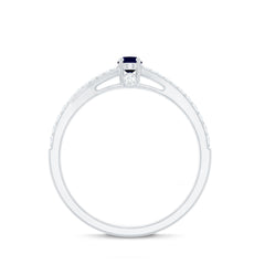 1/2 CT Simple Solitaire Blue Sapphire Engagement Ring with Diamond