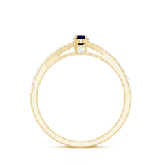 1/2 CT Simple Solitaire Blue Sapphire Engagement Ring with Diamond