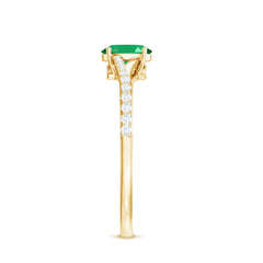 Natural Oval Emerald Promise Ring with Diamond Split Shank