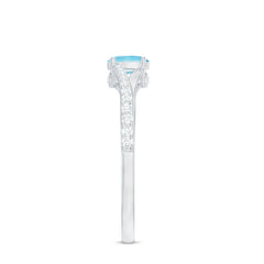 Natural Aquamarine Promise Ring with Diamond Split Shank