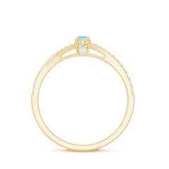 Natural Aquamarine Promise Ring with Diamond Split Shank