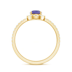 Real 0.84 Carat Tanzanite Teardrop Engagement Ring with Diamond Halo