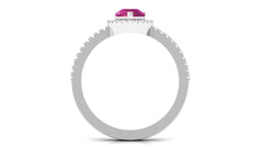 Natural Pink Tourmaline Teardrop Ring with Diamond Halo