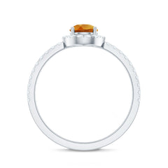 Classic Citrine Teardrop Engagement Ring with Diamond Halo