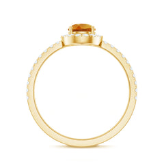 Classic Citrine Teardrop Engagement Ring with Diamond Halo