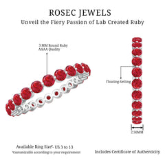 Certified Lab Created Ruby Simple Eternity Ring in Gold
