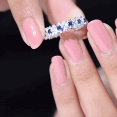 Created Blue Sapphire and Diamond Full Eternity Band Ring