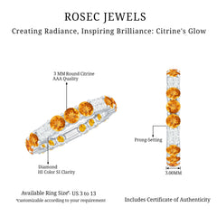 Natural Citrine Diamond Eternity Wedding Band