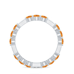 Natural Citrine Diamond Eternity Wedding Band
