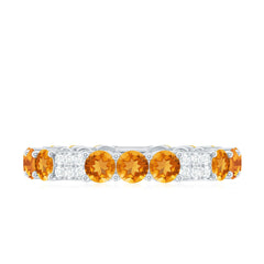 Natural Citrine Diamond Eternity Wedding Band