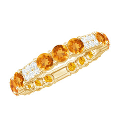 Natural Citrine Diamond Eternity Wedding Band