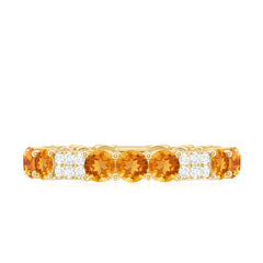 Natural Citrine Diamond Eternity Wedding Band
