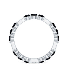 Real Black Spinel Diamond Eternity Ring for Anniversary