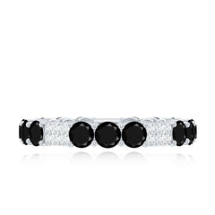 Real Black Spinel Diamond Eternity Ring for Anniversary