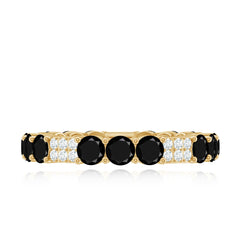 Real Black Spinel Diamond Eternity Ring for Anniversary